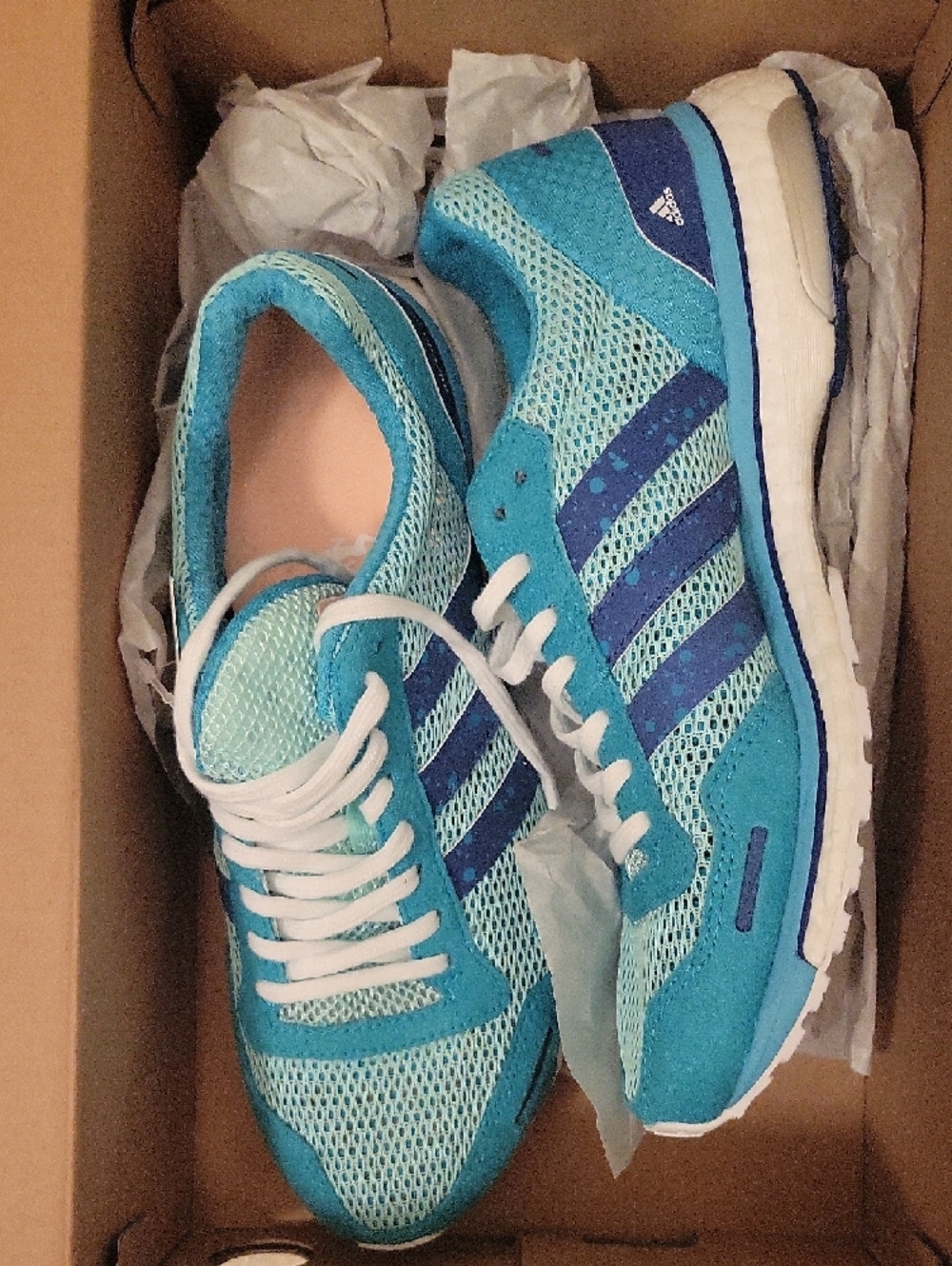 adidas Womens adizero adios 3 W — light blue Teal with navy accents